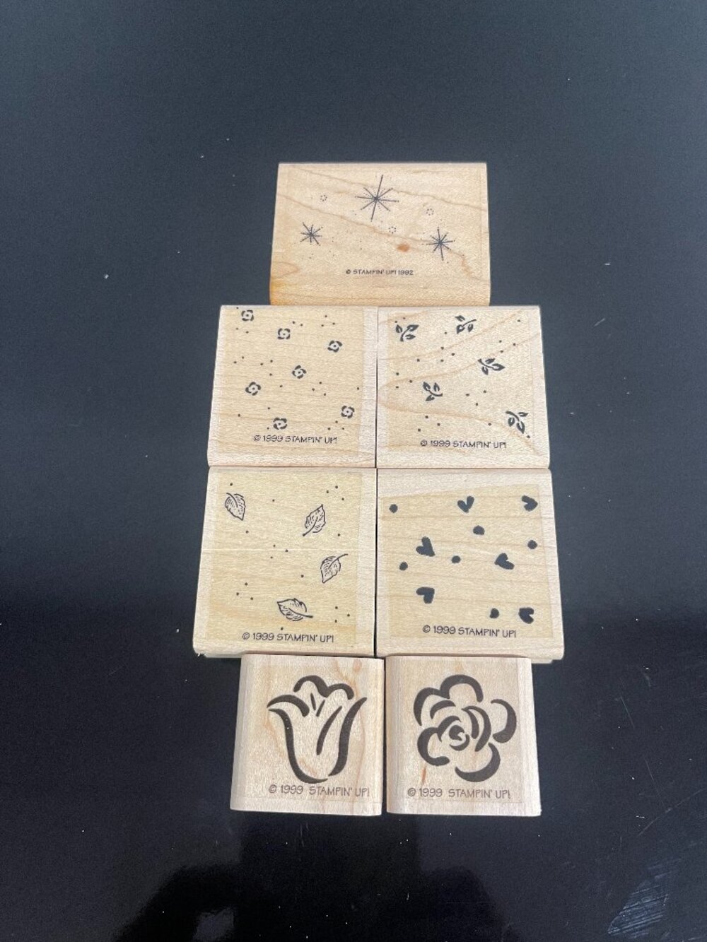 Vintage Stampin' Up Floral Background Rubber Stamp Lot 7 Pc